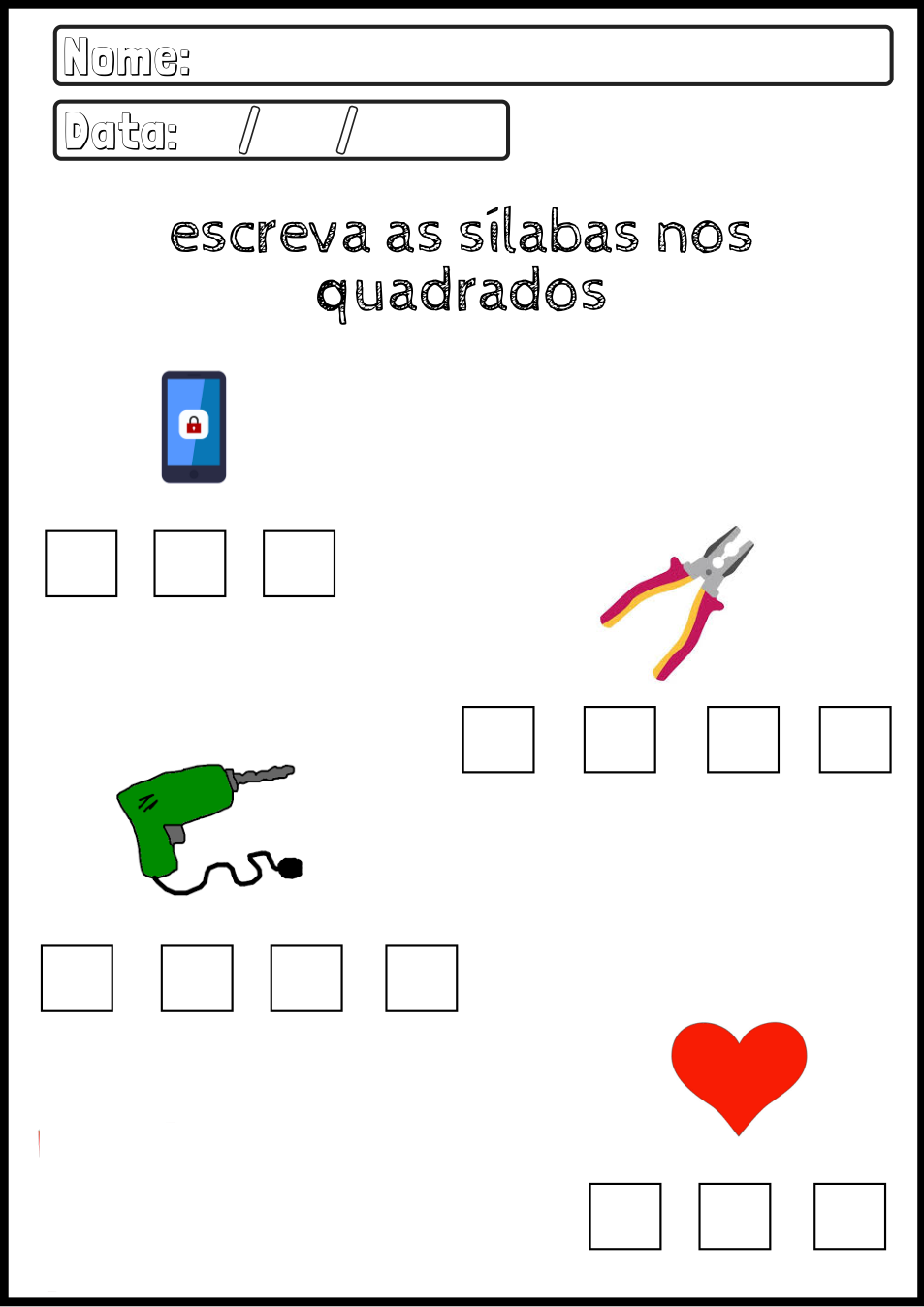 Página do bônus Escreva as Sílabas