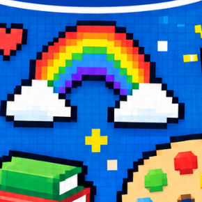 Arco-íris em pixel art